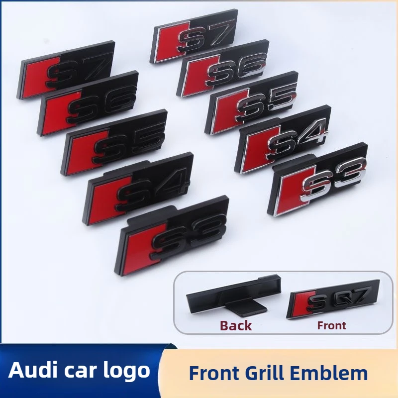 3D S3 S4 S5 S6 S7 S8 Badge Car Head Front Grille Emblem Decoration for Audi RS3 RS4 RS5 RS6 RS7 RS8 SQ3 SQ5 SQ7 SQ8  W12 V6 V8