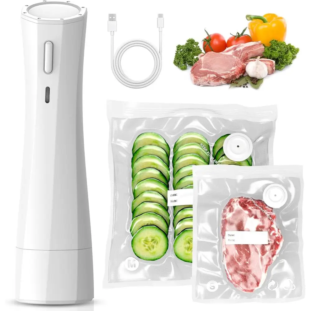 

Handheld Vacuum Sealer or ood Storage: Portable Vacuum Sealing hine - USB Rechargeable Cordlood Sealer Saver or 5X Preservation