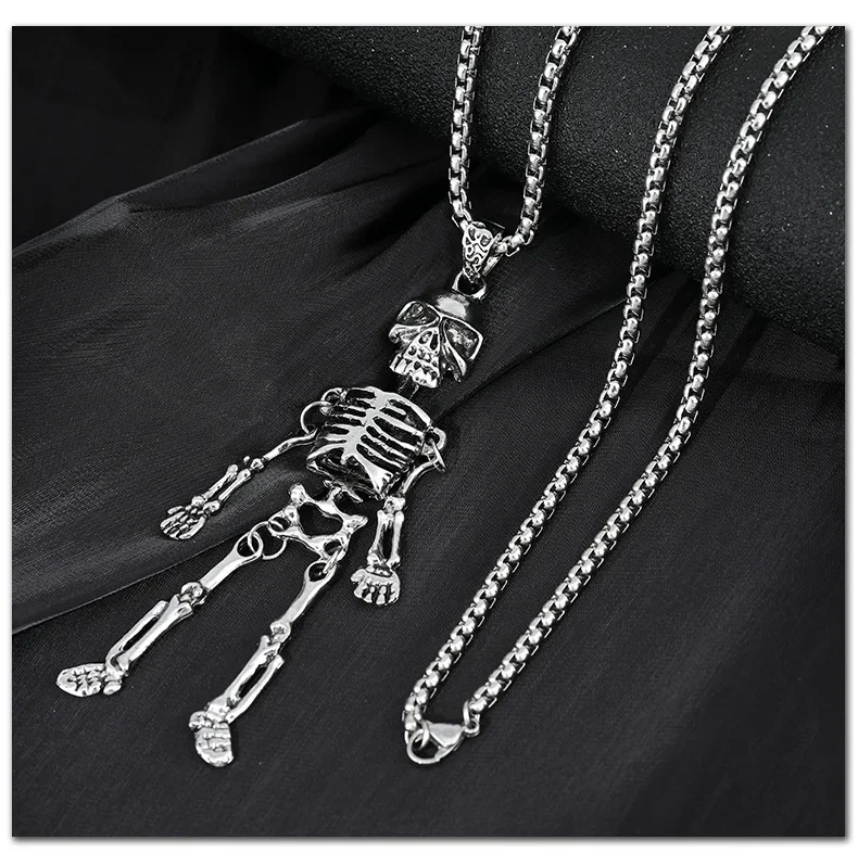 Ciondolo da uomo con montatura scura in acciaio al titanio, lunga catena di maglioni, collana da uomo per coppia