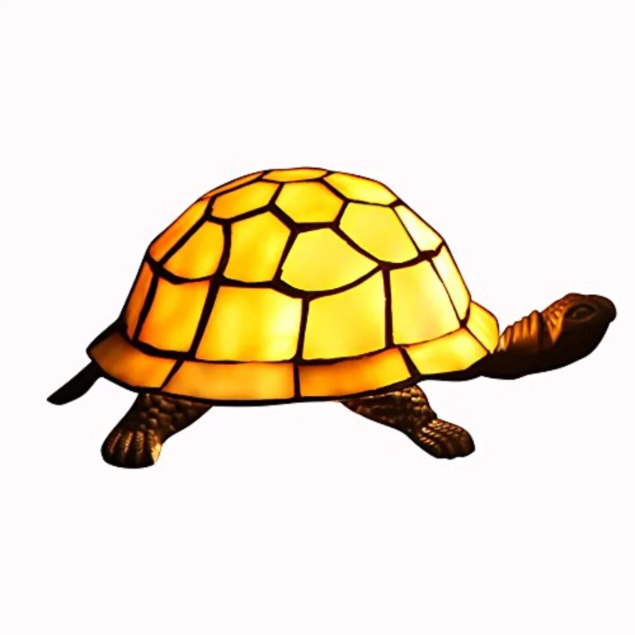 

L10593 Turtle Tiffany Style Stained Glass Accent Table Lamp Night Light for Bedside Living Room