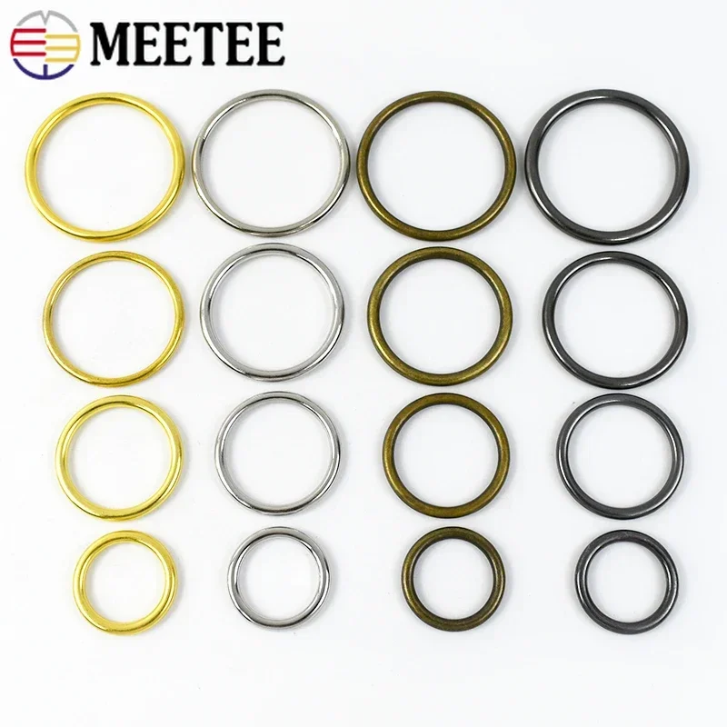 Meetee 10Pcs O Ring Round Metal Buckle 20-50mm Circle Clasp for Clothing Decoration Rings Hook Handbags Hardware Accessories