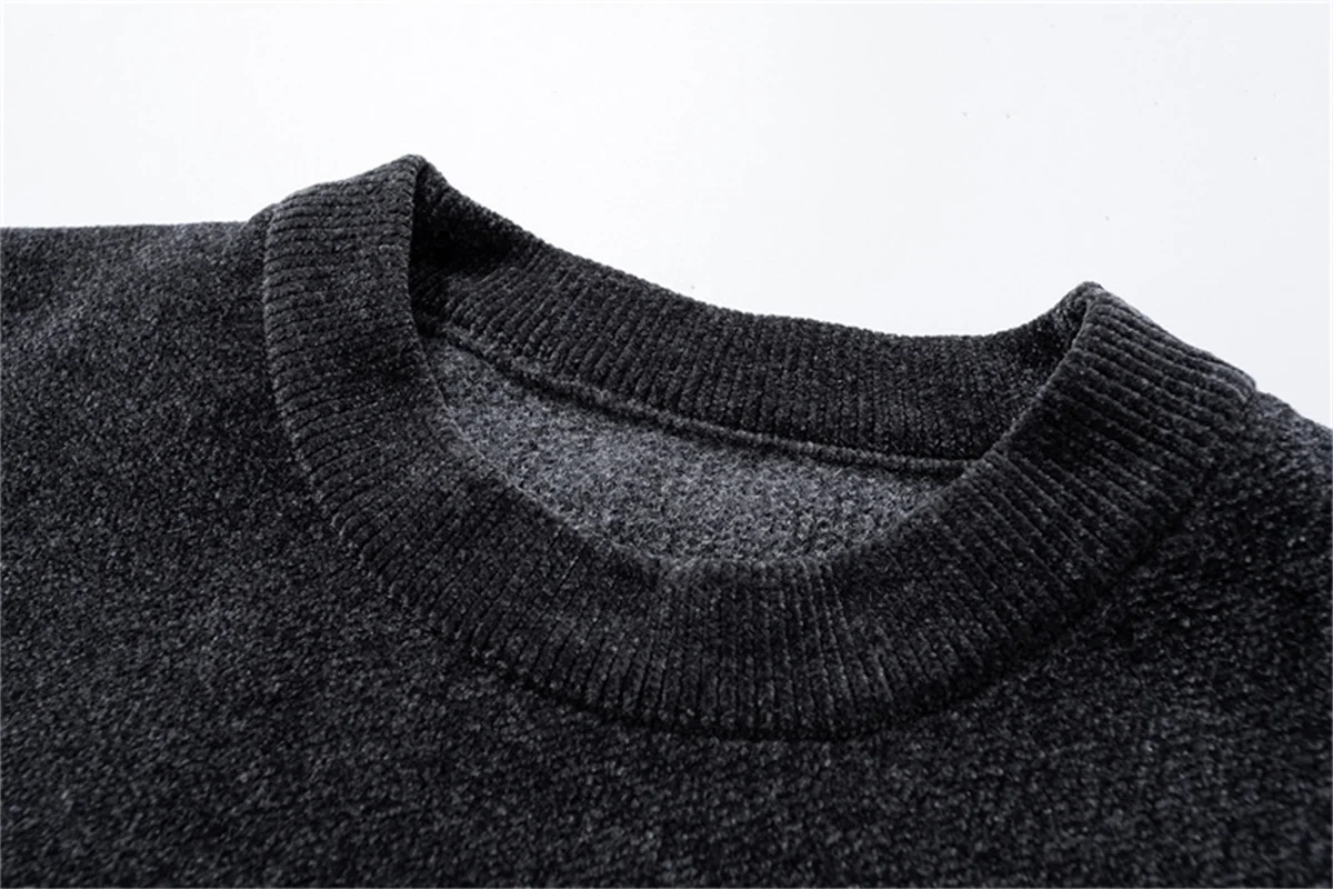 Black Dark Gray Versatile Round Neck Sweater Men Women High Quality Warm Base Sweater Tops