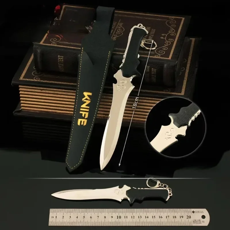 18 سنتيمتر/7.09inResident Evil لعبة الأجهزة الطرفية ليون تكتيكات القتال سكين مع الحافظة المعدنية غير مقطى السيف المفاتيح قلادة هدية لعبة #2