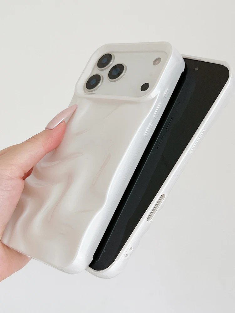 Stilvolle 3D-Wellen-Handyhülle mit glänzendem, pinkfarbenem Rückenteil für iPhone Air 11 12 13 14 15 17 18 Pro Max – Detail 19