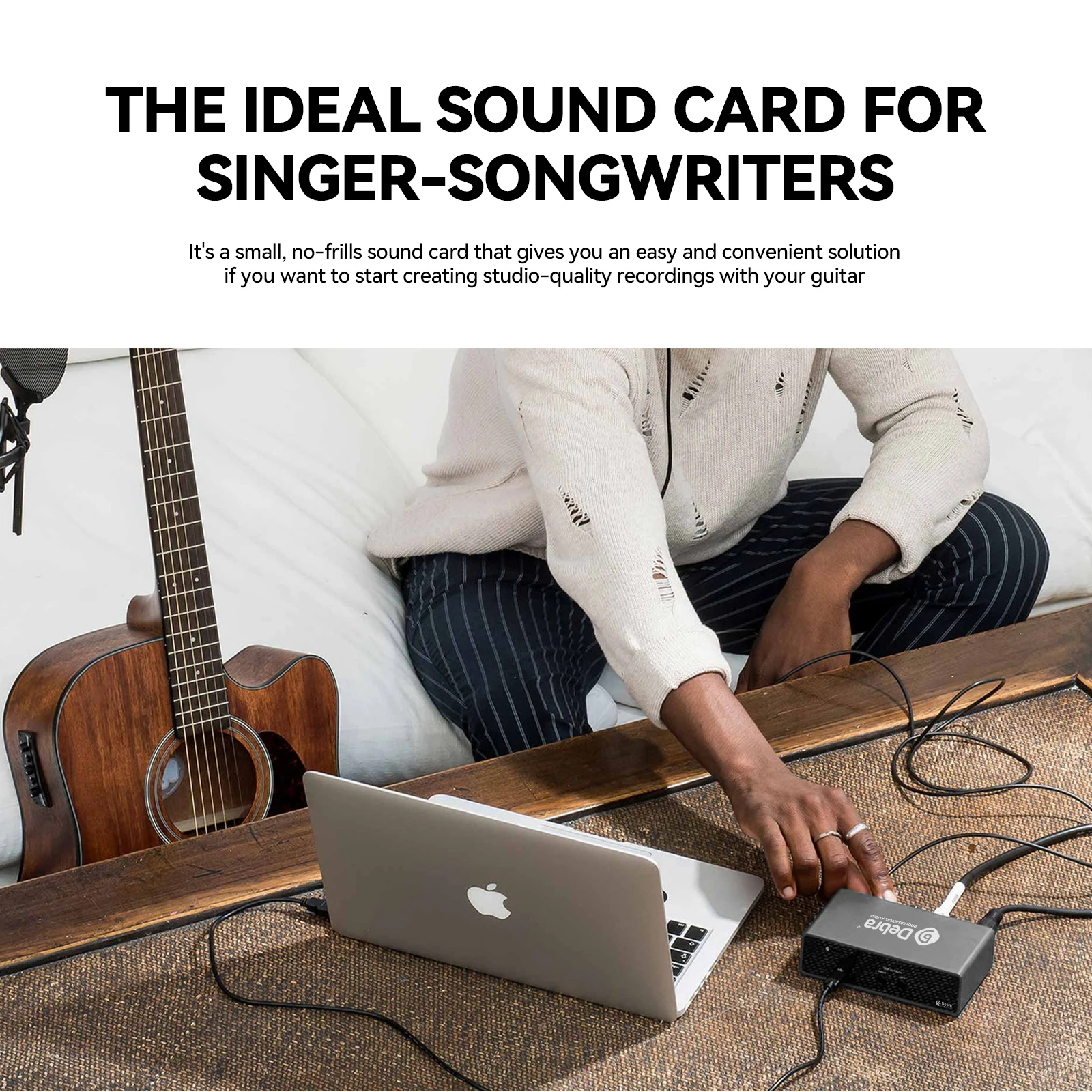 Interfaccia audio USB Debra 2e2s, scheda audio 24 bit/192 kHz con alimentazione phantom 48 V, doppia uscite TRS Connettività di tipo C per studio