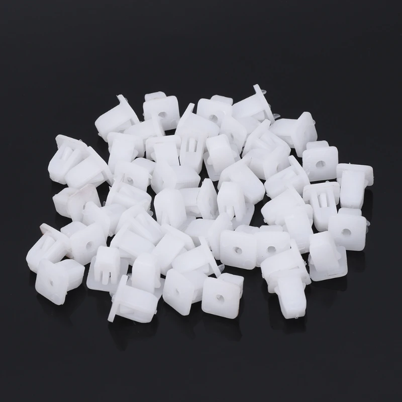 50 Pcs White Square Car Body Plastic Push Pin Rivet Fasteners Trim Moulding Clip