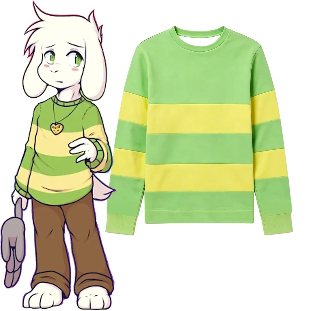 Undertale Asriel Dreemurr 3D Printed Crewneck Long Sleeve Tee, Family Matching Tops, Unisex Game Cosplay Harajuku Streetwear