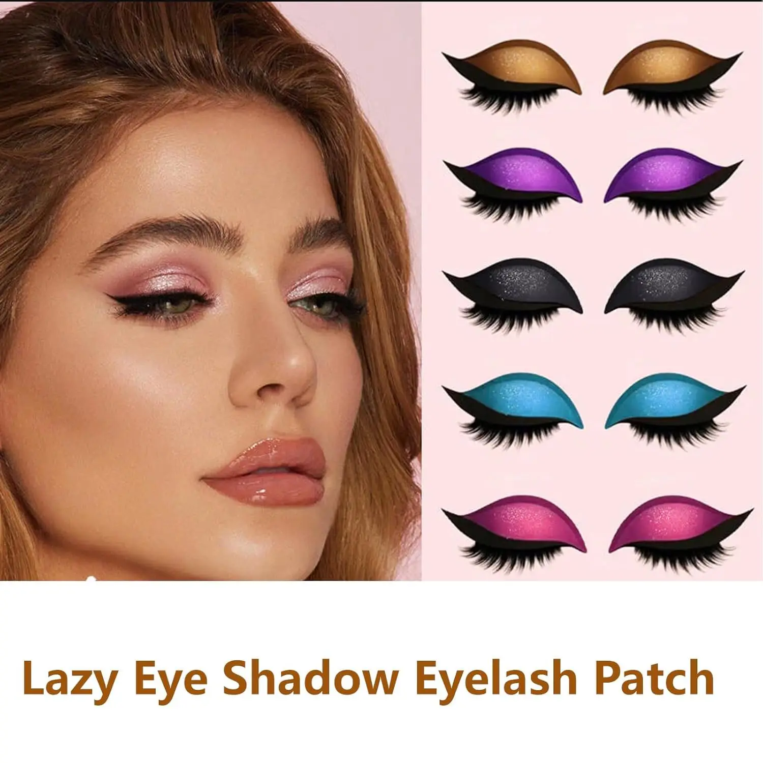 2-in-1 Reusable Eyeshadow & False Lashes Stickers - Lazy Design Eyelid Patches for Party Events/Festive Makeup Accessories/Daily