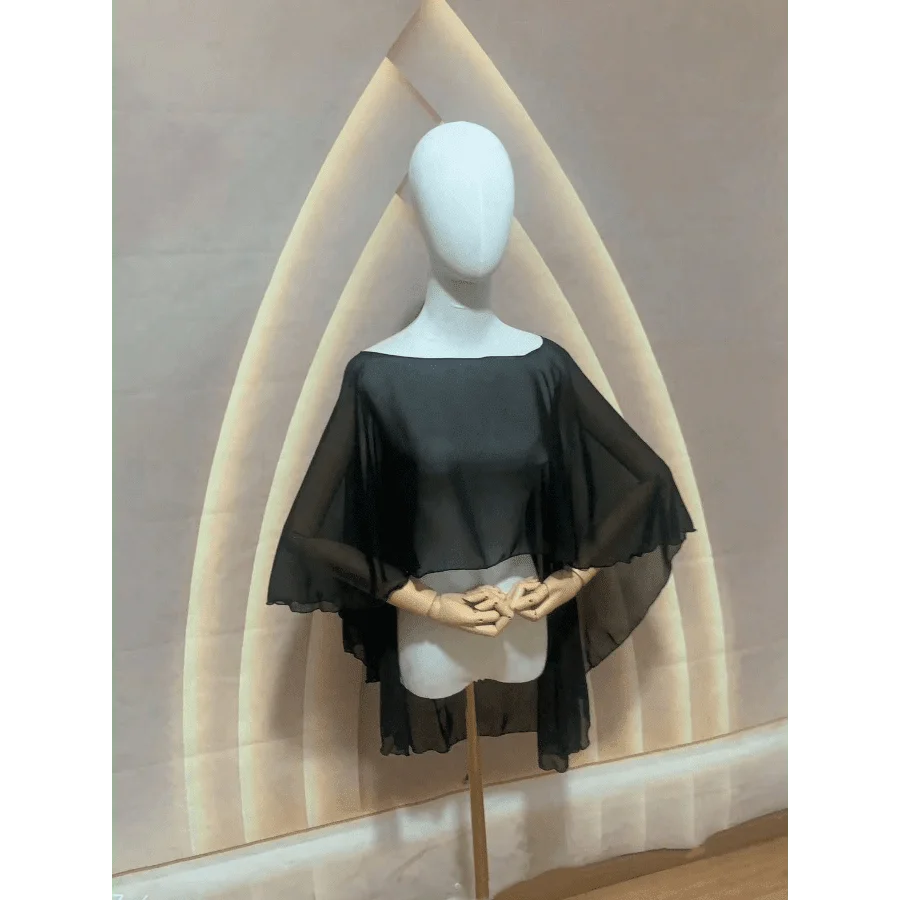 

1pc Short Chiffon Bridal Cape, Women Pullover Shawl To Pair With Dress And Vest Fall Clothes For Women