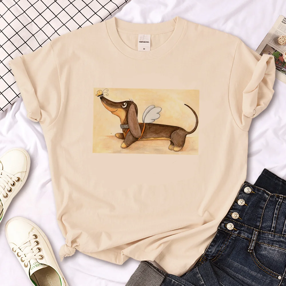 Dachshund t shirt women graphic Y2K Tee female graphic clothes