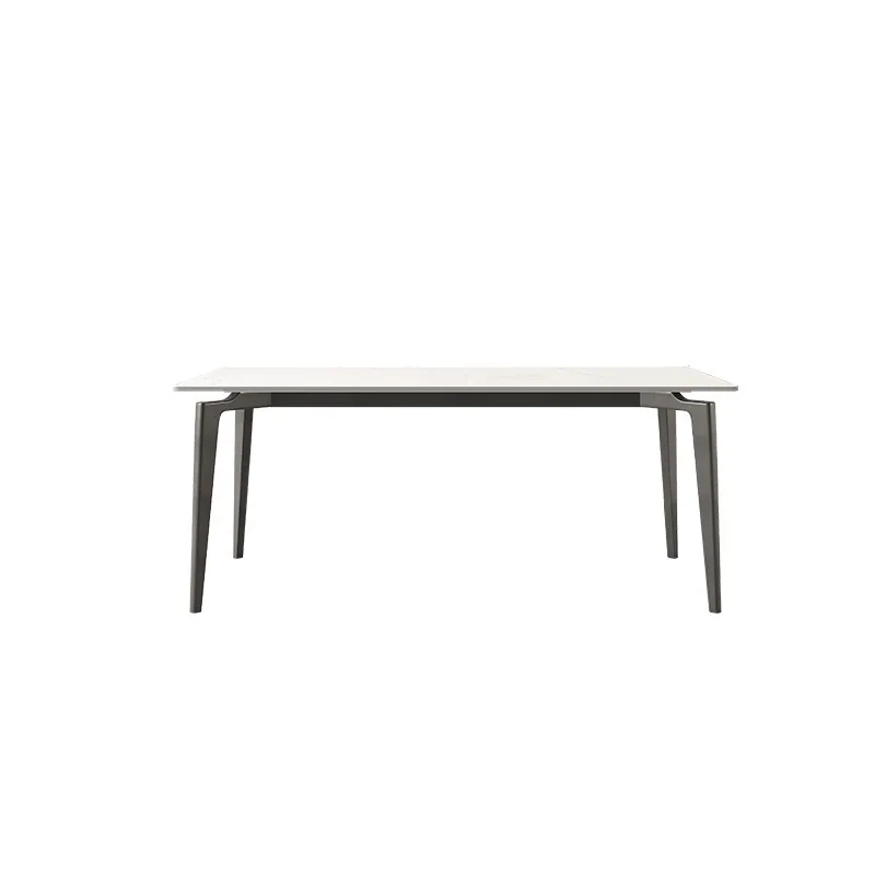 

household small apartment Italian light luxury rectangular dining table and chairs stainless steel simple dining table