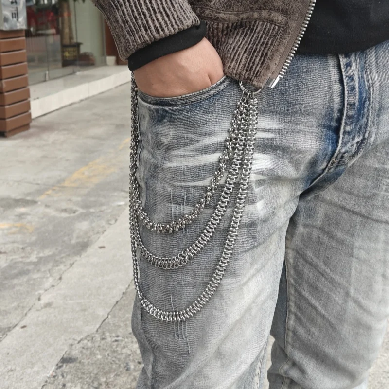 2025 New Model Cuban Style Stainless Steel Eight Character Pants Chain Hip Hop Men And Women One\'s Waist Luxury Accessories