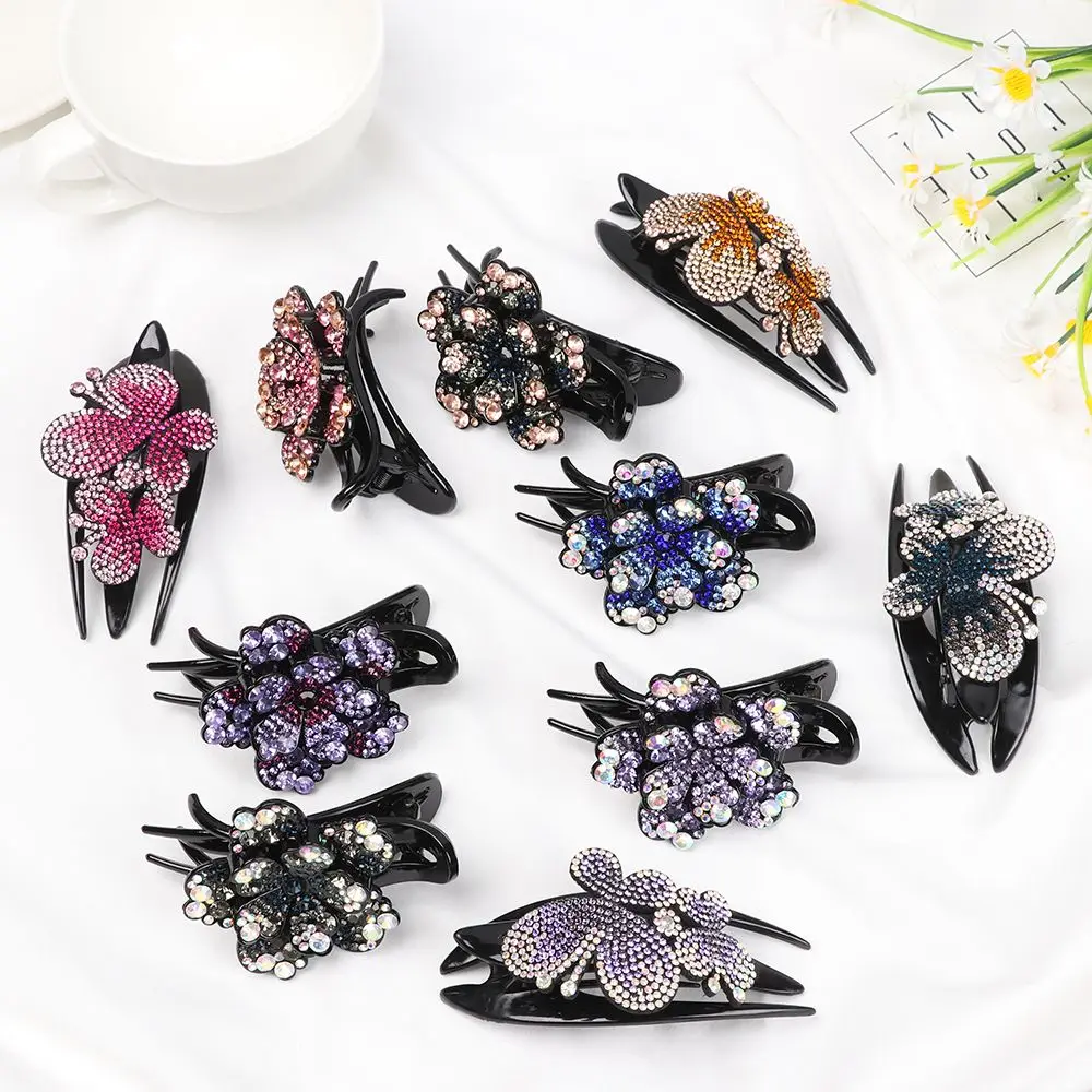 Flexible Butterfly&Flower shape Crystal Rhinestone Hairpin Barrette Hair Clips Styling Tools