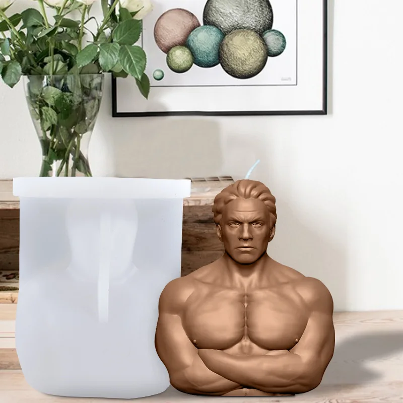 Muscle Man Silicone Resin Candle Cake Chocolate Molds DIY Crafts Making Mould Gypsum Aromatherapy Epoxy Resin Ornament Art Decor