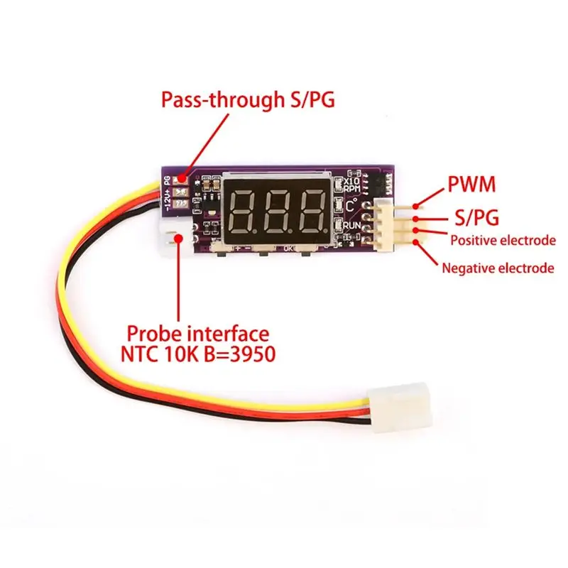AB13-DC 12V 4 Wire PWM Fan Temperature Control Governor Temperature Speed Digital Display Support 3A Fan On/Off Control, Durable