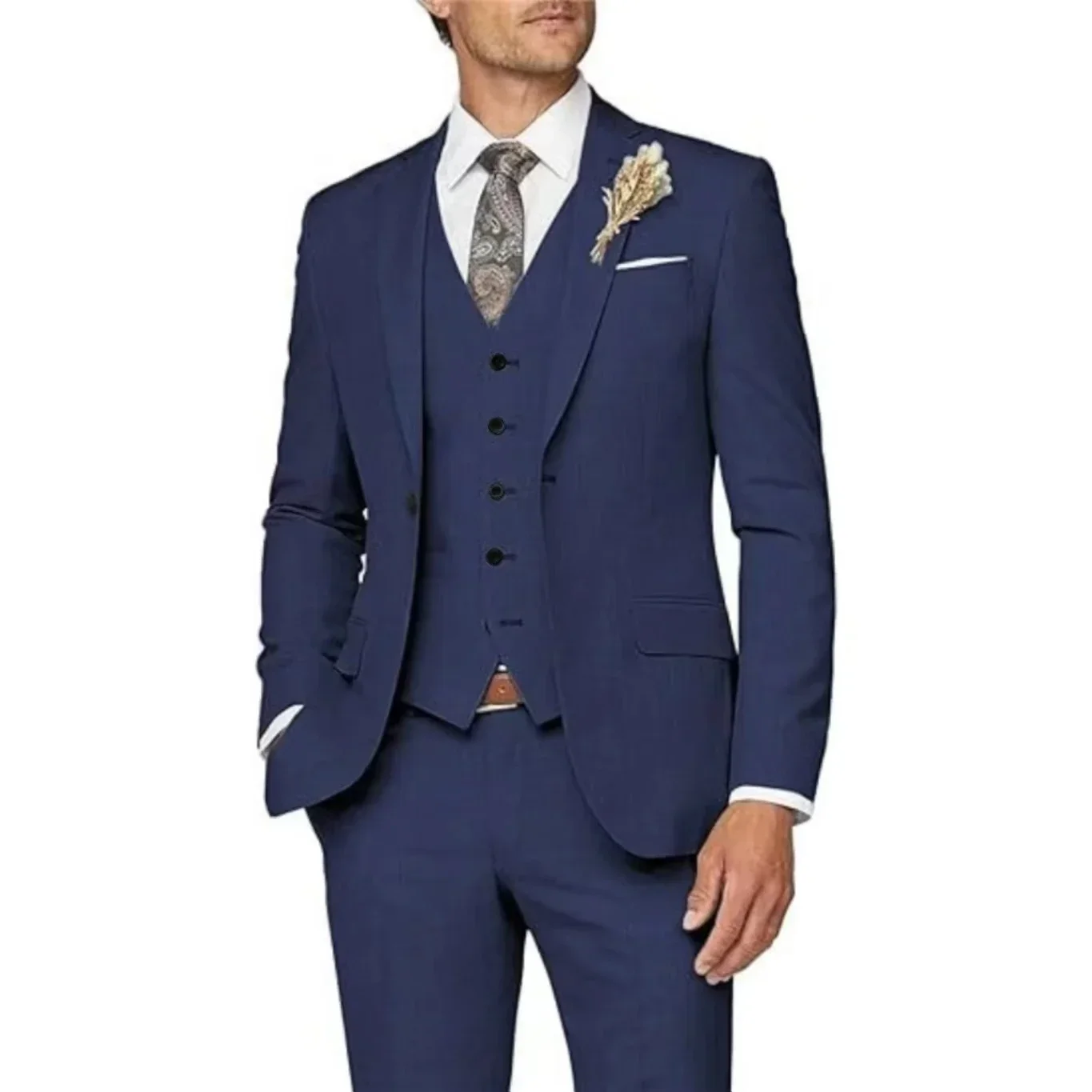 Formal Men Suits High Quality 2024 Men\'s Suit 3 Pieces Jacket Vest Pants Elegant Sets Of Clothes For Men Brides Wedding Dresses