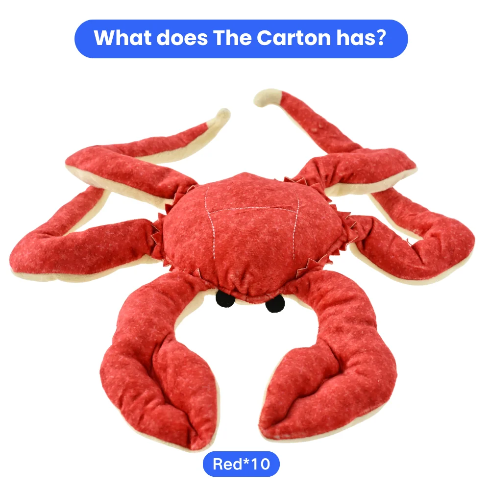 10PCS Carton Plush Crab Dog Toys Durable Squeaky Chew Toys with Double Layer Fabric
