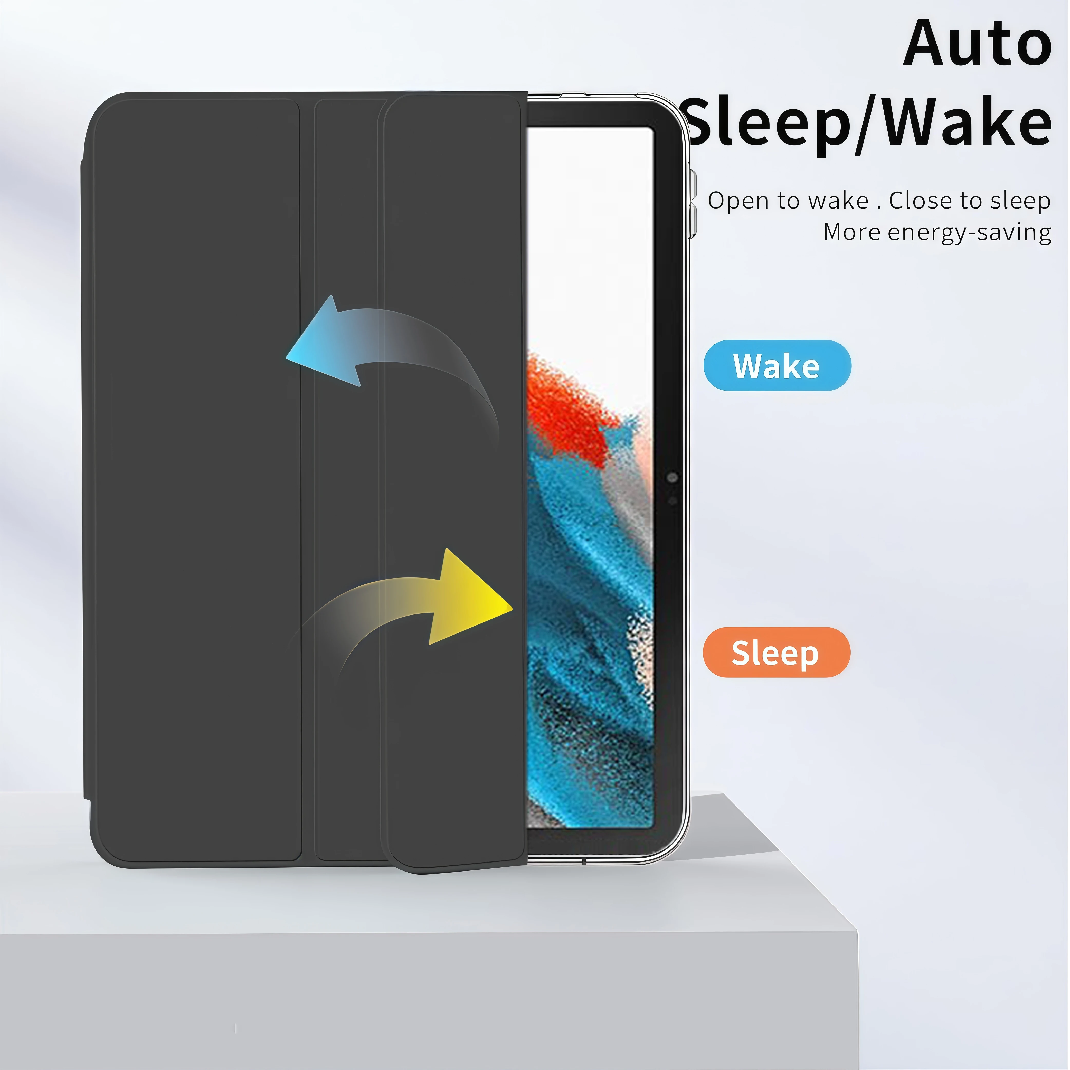Clear Crystal Tablet Case With Pen Slot For Samsung Galaxy Tab A8 10.5inch 2021 SM-X200 SM-X205 Tri-fold Magnetic Stand Cases