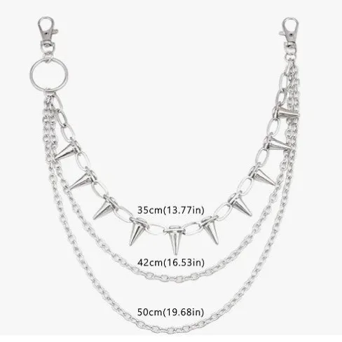 Persönlichkeit Crazy Hunter Übertriebene Spitzenhose mit Kettenanhänger Retro Cool Metall Punk Rock Hip Hop Taillenkette Damengürtel – Detail 5