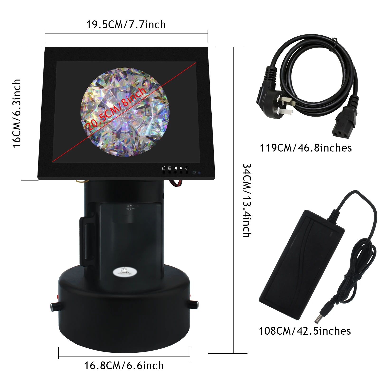 LCD Screen Digital Microscope Top-Grade Jewelry Diamond Color Viewer for Jewelers Exhibitions