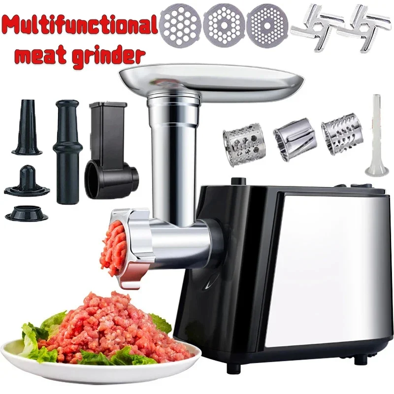 1000W Stainless Steel Electric Meat Grinder Multifunctional Home Sausage Stuffer Meat Mincer Vegetable Cutter Food Processor