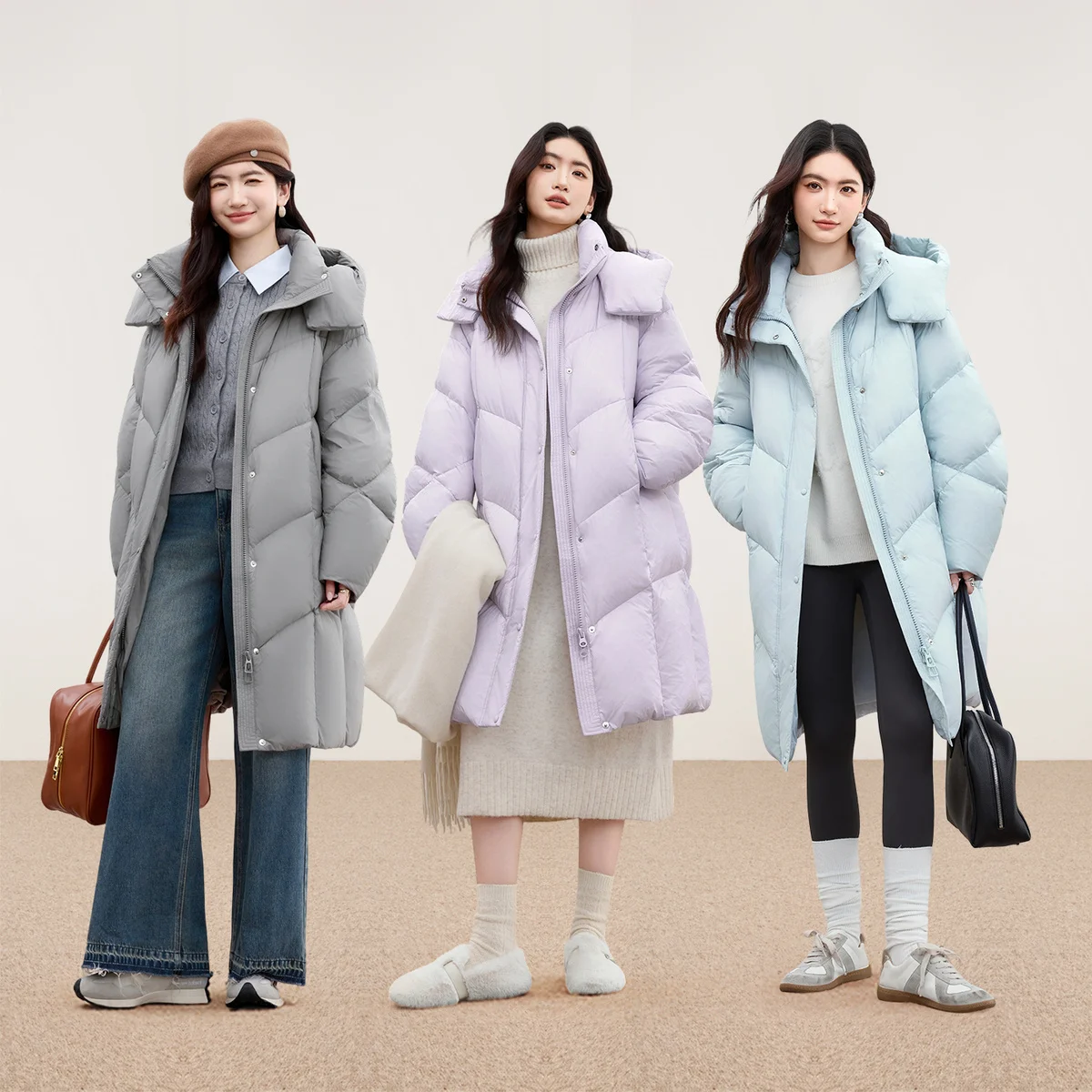 

SENTUBILA Women's Winter Down Jacket 2026 New Hooded Windproof Long Women's Down Coat Lightweight Warm Outerwears W54YA8792