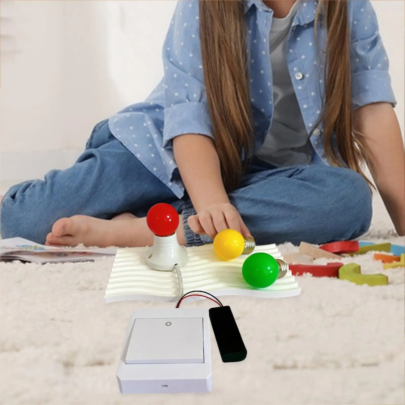 Child Busy Board DIY Parts with Switch and Bulb Sensory Toy for Boys Girls