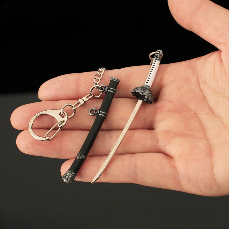 Shadowse는 Twicea 미니 치명적인 블레이드 Scabbard 칼 모델 합금 주변 펜던트 장식 키 체인 소품 Collectible Gifts를 죽입니다.