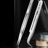 IFixes Curved Stainless Steel Industrial Tweezers Non-magnetic High Hardness Tweezer for Phone Jump Wire Fly Line Repair Tool