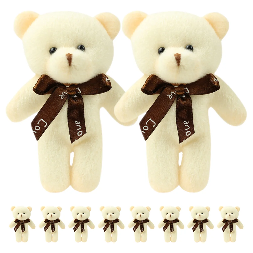 10 PCS Dollhouse Plush Bear Keychain Multi-function Pendant Portable Figurines Toy Reborn Baby Dolls