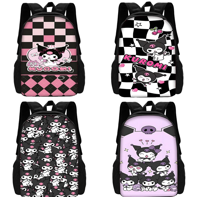 3 pcs set Cute anime dark style Kuromi Child School Backpack With Shoulder Bag Pencil Bags School Bags for Boys Girls Best Gift