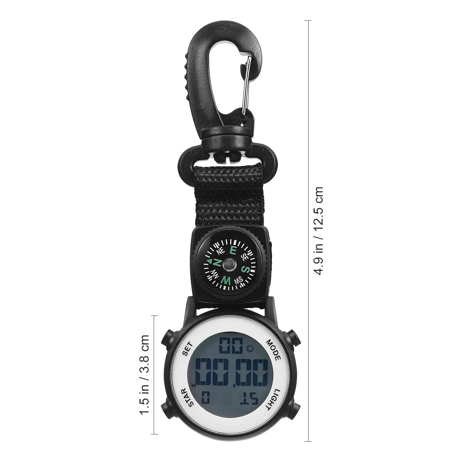 Carabiner Clip on Electronic Pocket Watch Multipurpose Hanging Watch for Outdoor Sports Hiking Camping Running Backpacking