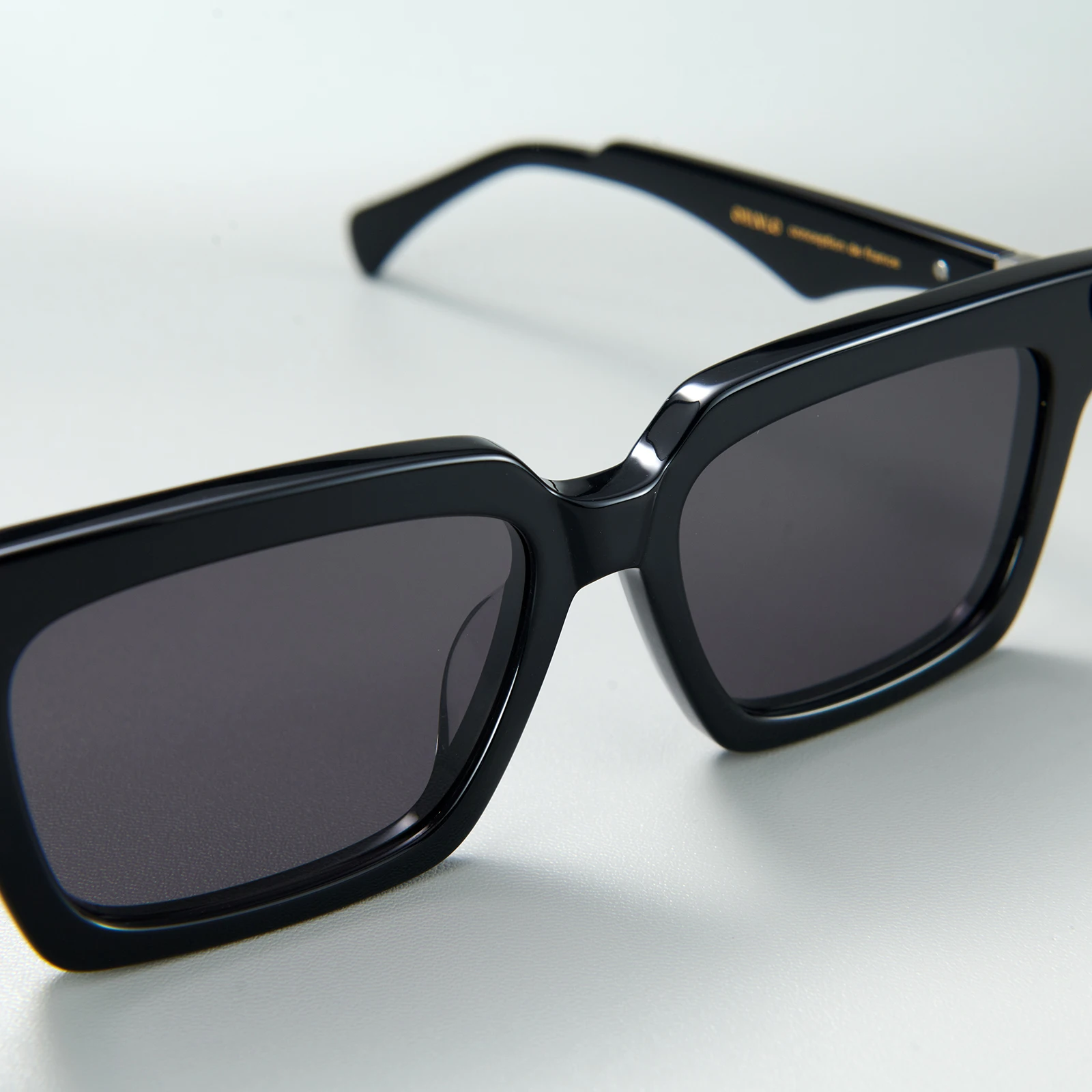 リーフタイガー 400UV 保護ファッションフルグレーレンズサングラスブライトブラック長方形ユニセックススクエアシェード RET-901