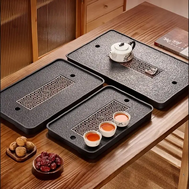 GIANXI Artificial Stone Tea Tray Chinese Drain Water Type Tea Table Home 1500ML Large Water Storage Kung Fu Dry Foam Table Tray