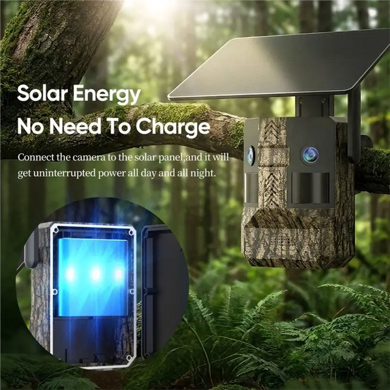 Ultra Wide Angle 6MP 180° View 4G Solar Powered Hunting Trail Camera 4G SIM Card EU Wildlife Camera Version