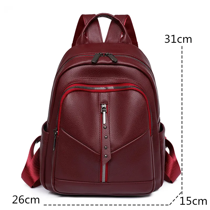 High Quality Leather backpack women vintage shoulder bag ladies high capacity travel backpack school bags girls mochila feminina