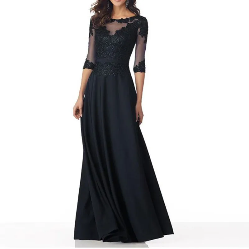 

Half Sleeve Mother of the Bride Dresses Chiffon Sequin Applique Bead Besch Wedding Evening Prom Mother Gowns