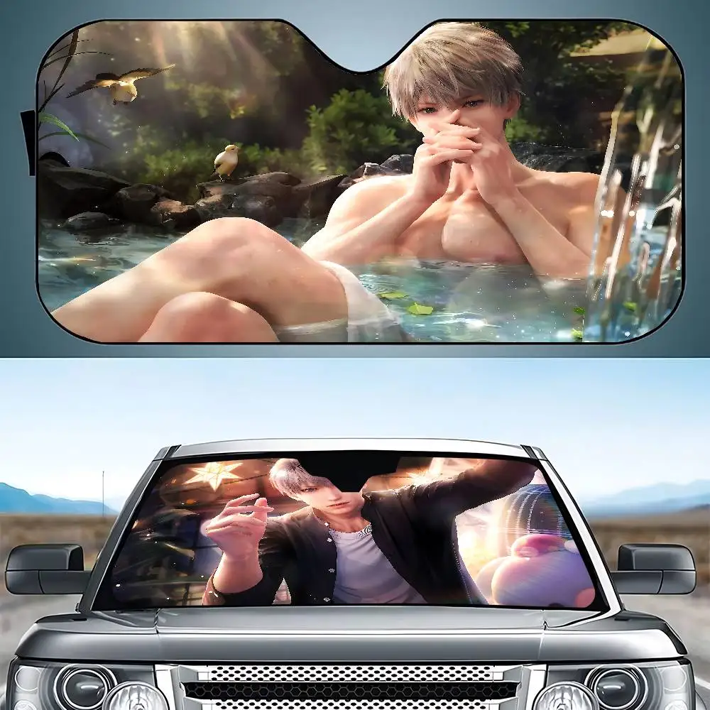 Cute X-Xavier Love And D-Deepspace Stylish And Trendy Windshield Sunshade, Car Windshield Cover, Car Sunshade Curtain Protection