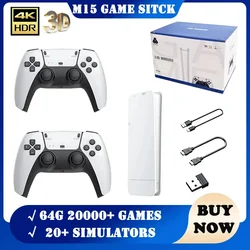 M15 Stick Mini TV Przenośna konsola do gier Bezprzewodowe gamepady Gra wideo 64G 20000+ Gra retro Wyjście HD Dwa gra dla PS1 itp.