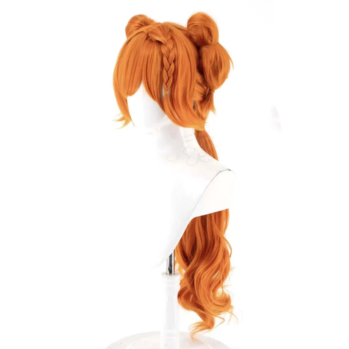 Reverse:1999 Sonetto Ode to Poetry Cosplay Wig Heat Resistant Synthetic Orange Double Buns Long Curly Ponytail For Women
