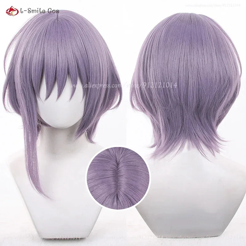 

Парик для косплея аниме Nyamu Yutenji, 40 см, серые, фиолетовые, термостойкие синтетические волосы, костюмы Amoris, парик для женщин + шапочка для парика