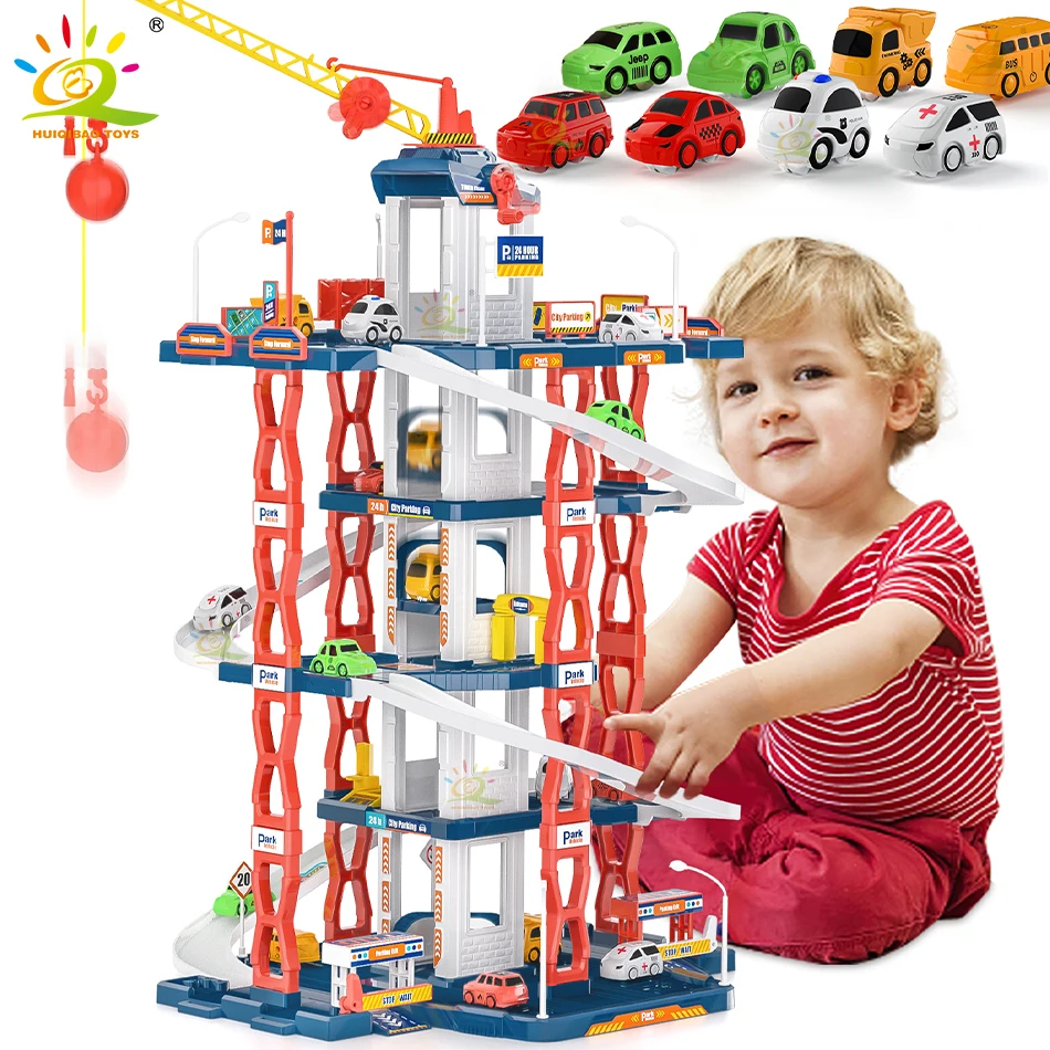 DIY Children\'s Parking Toy City Car Parking Lot Building Assembly Multi-Layer Rail Track Slot Garage Toys for Children Boy Gifts