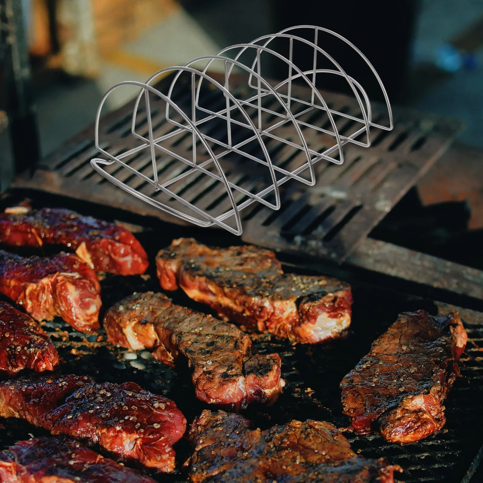 

Стойка для гриля, износостойкая стойка для барбекю, портативный легкий аксессуар для барбекю для дома, улицы, износостойкий держатель для ребер