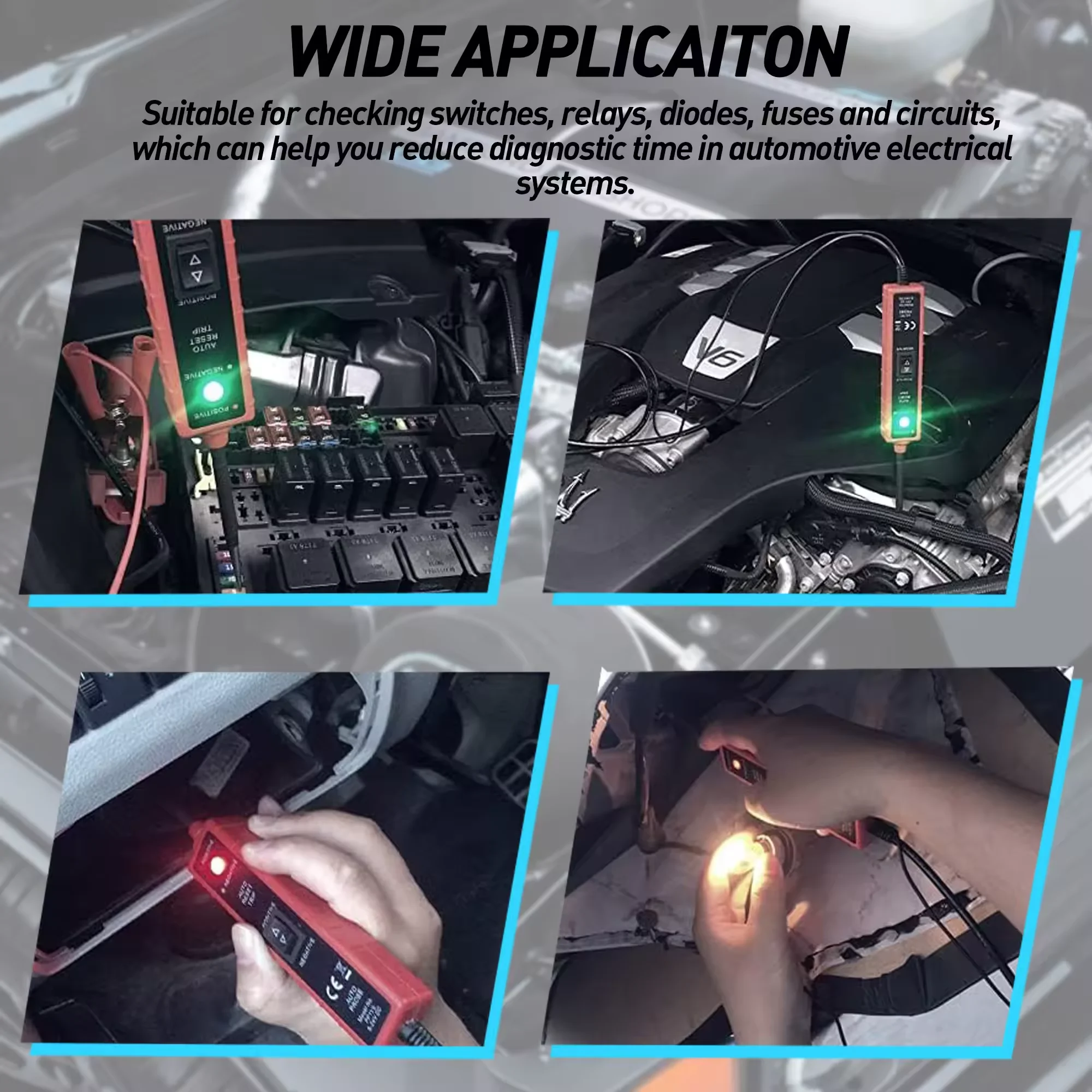 Power Circuit Probe Tester 6-24V DC Test Light Short Circuit Automotive Component Electrical Polarity Identify Continuity Tester image 6