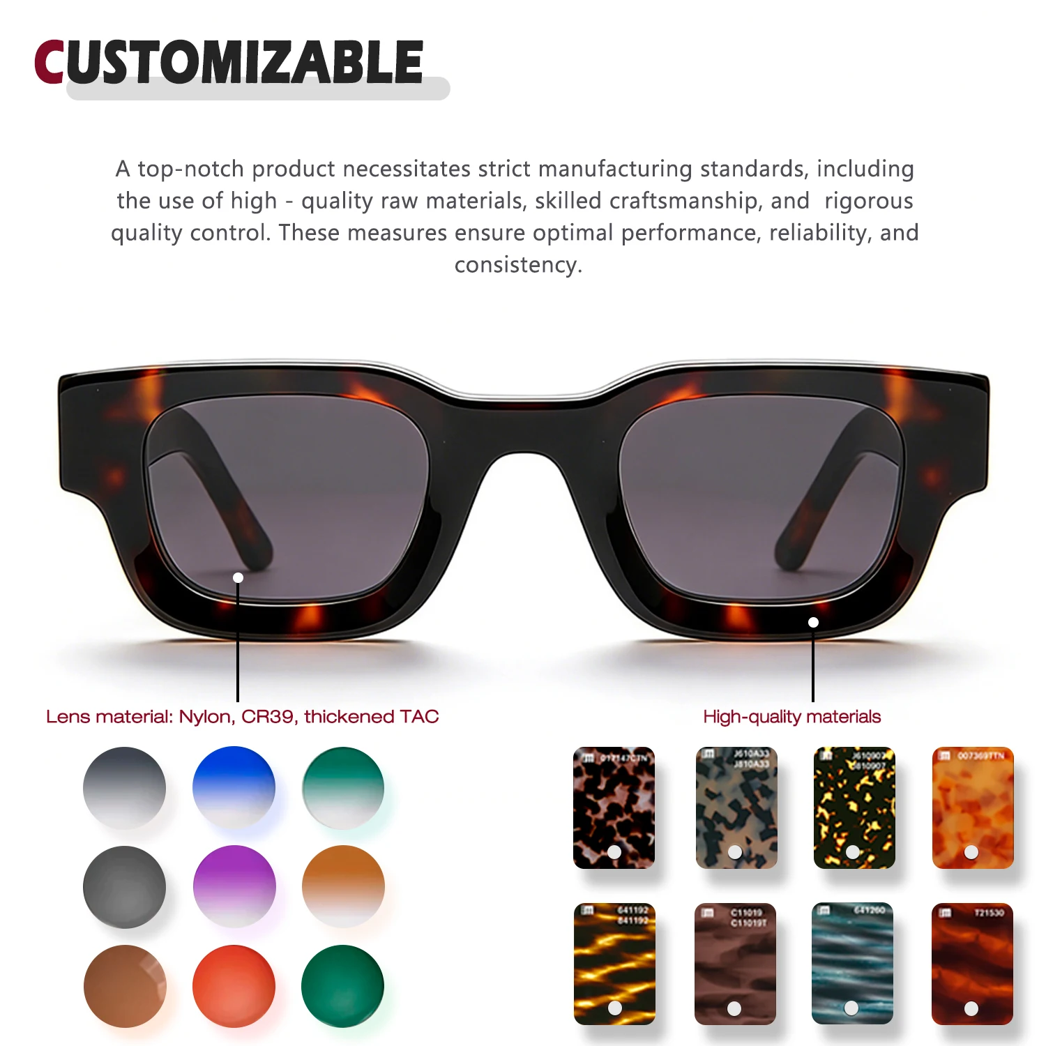 Benyi Free Sample 2026 New Arrival High Quality Square Frame Sun Glasses Custom Logo Polarized Acetate Sunglasses
