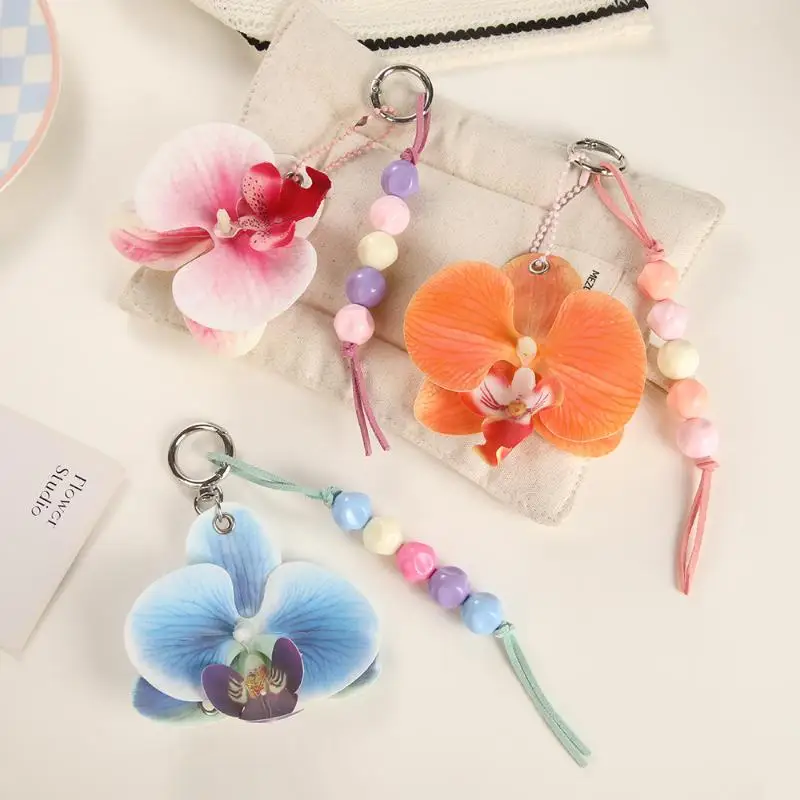 1Pcs Simulation Flower Orchid Lily Keychain Backpack Decoration Colorful Flower Bag Pendant Butterfly Orchid Keychain