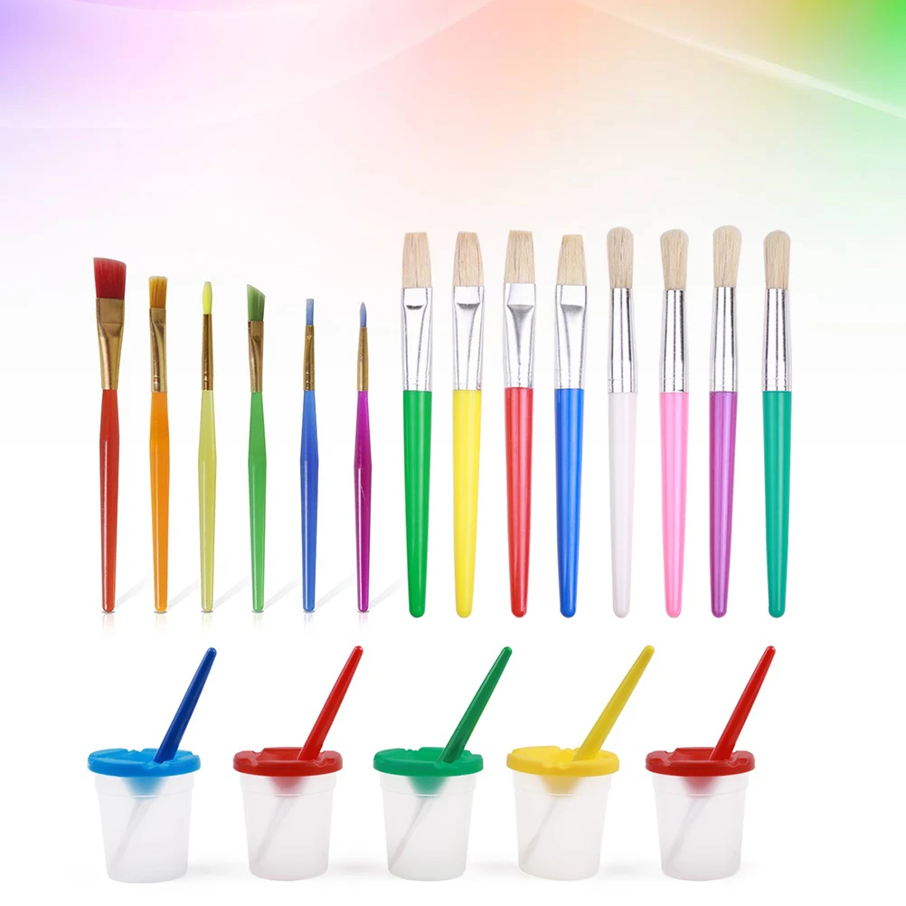 

19 Pcs Paint Brush Children's Graffiti Set Painting Washing Cups Bulk Kids Toddler