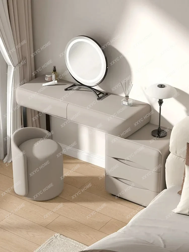 A Light Luxury Solid Wood Dressing Table Makeup Table Storage Cabinet Integrated Cream Style Solid Wood