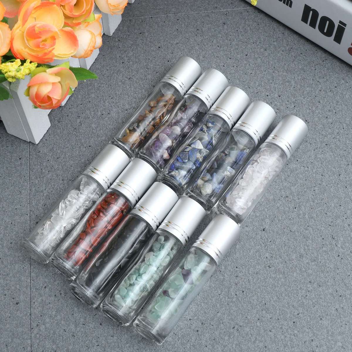 

10Pcs Crystal Roll-on Bottles 10ml Durable Glass Essential Oil Containers Leakproof Portable Travel Perfume Makeup Bottles