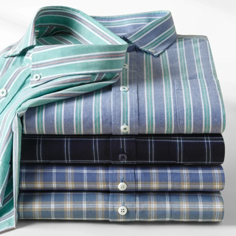

Поп-новая весенне-осенняя мужская рубашка с длинными рукавами из чистого хлопка Оксфорд, вращающиеся повседневные рубашки, уличная дизайнерская одежда, мужской сгусток